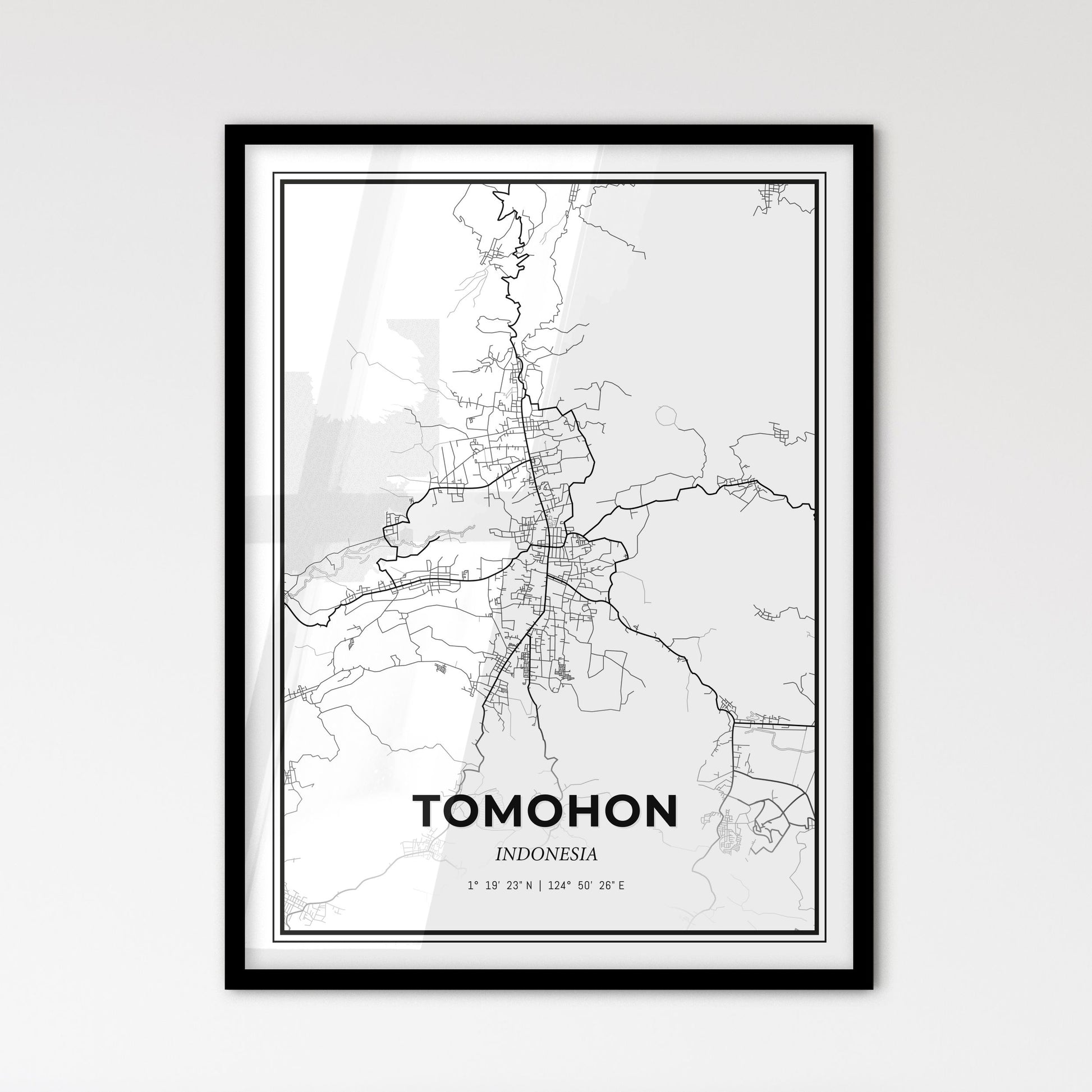 Tomohon Indonesia - Scandinavian Style City Map for Modern Home Decor