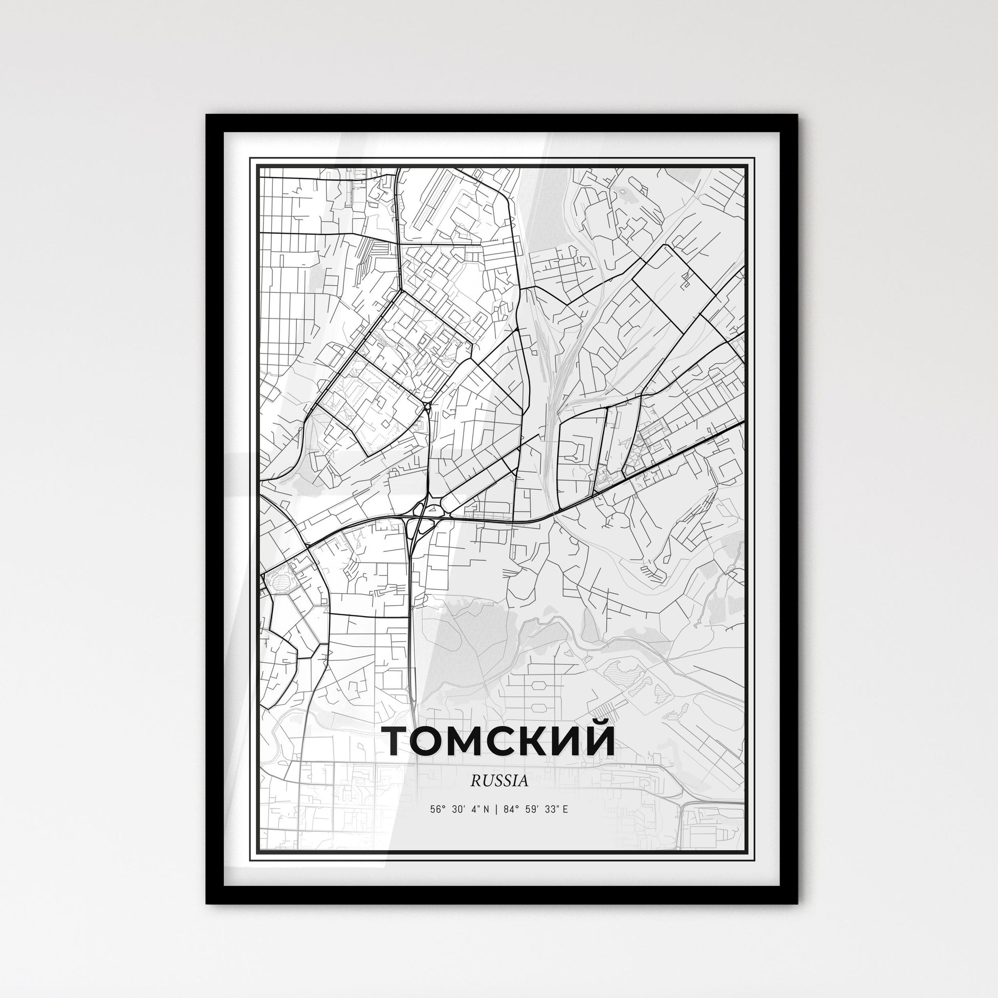 Tomsk Russia - Scandinavian Style City Map for Modern Home Decor