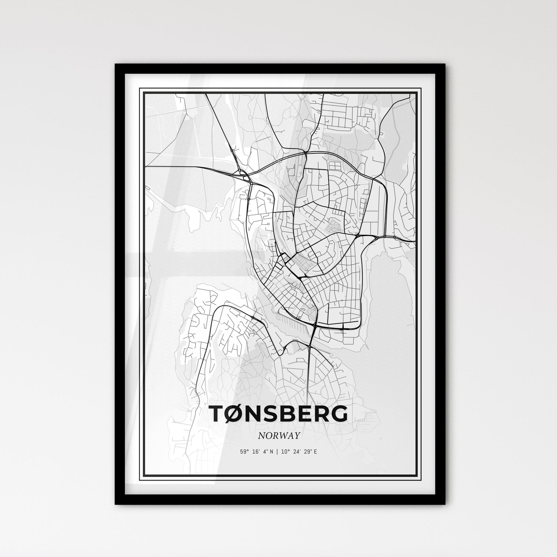 Tønsberg Norway - Scandinavian Style City Map for Modern Home Decor