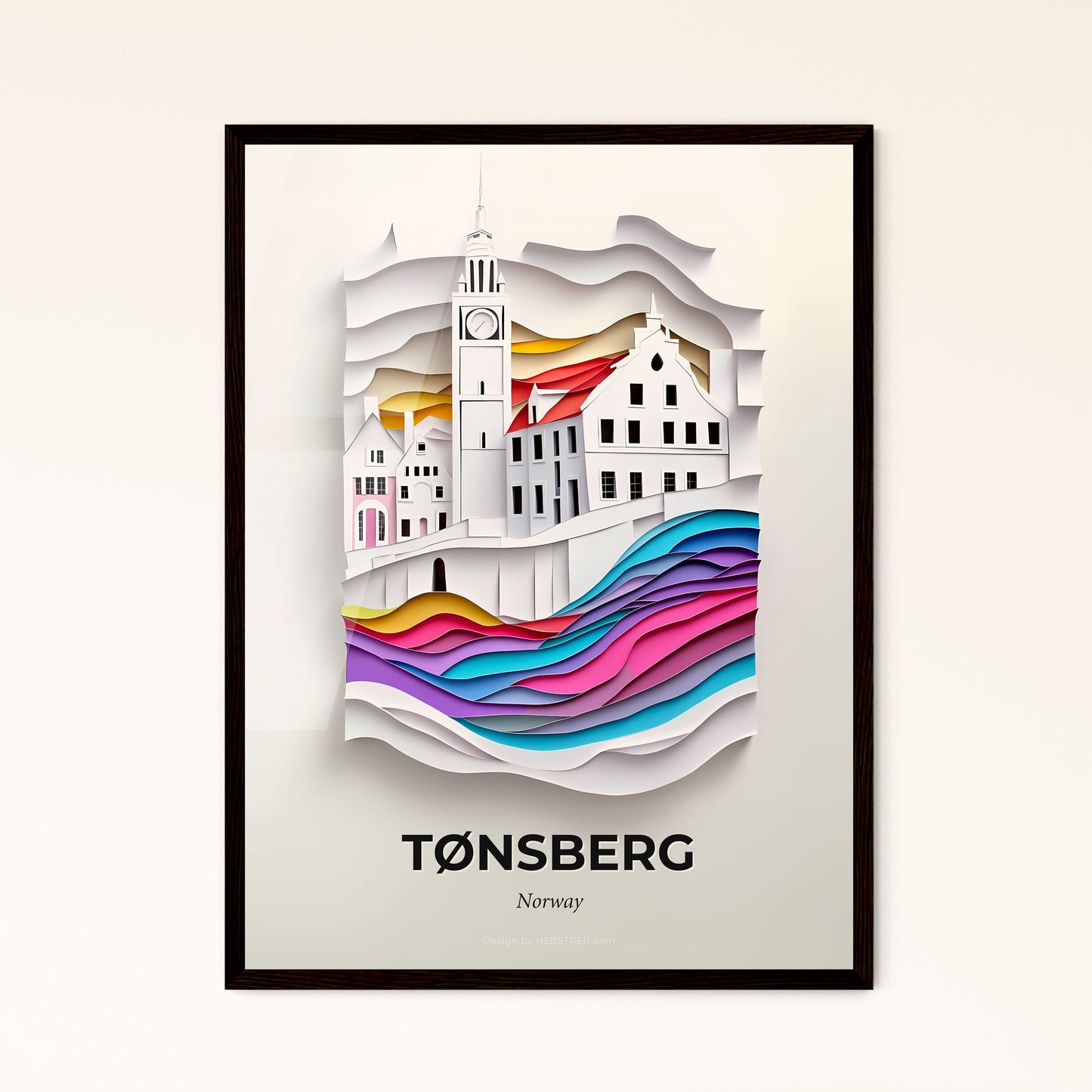 Vivid Tønsberg, Norway - a paper cut of a city with a clock tower