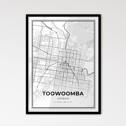 Toowoomba Australia - Scandinavian Style City Map for Modern Home Decor