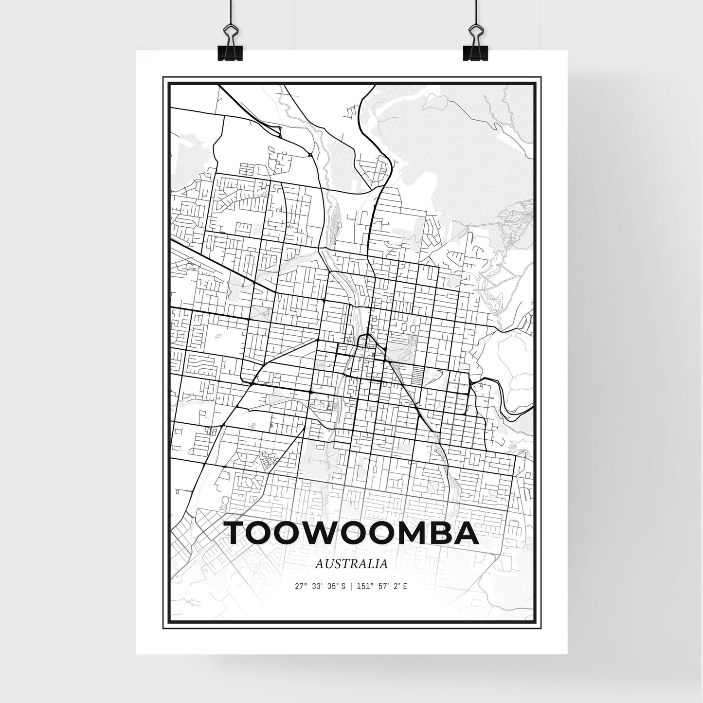 Toowoomba Australia - Premium City Map Poster