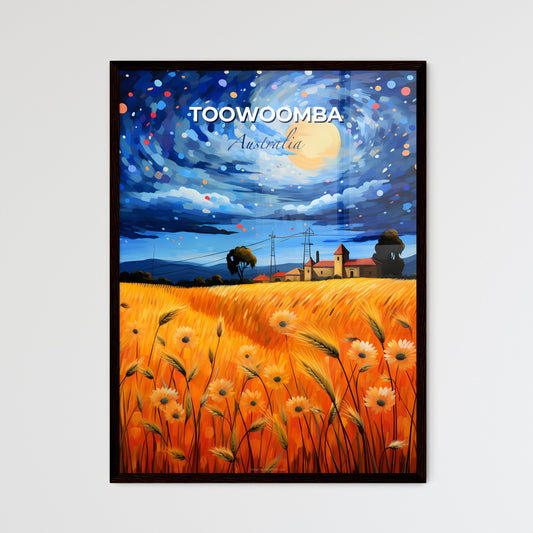 Wheat Field Landscape Painting with Toowoomba City Skyline in Background Default Title