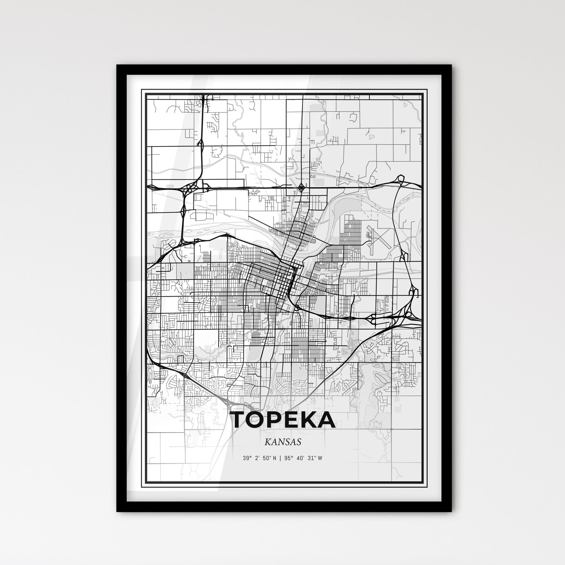 Topeka Kansas - Scandinavian Style City Map for Modern Home Decor