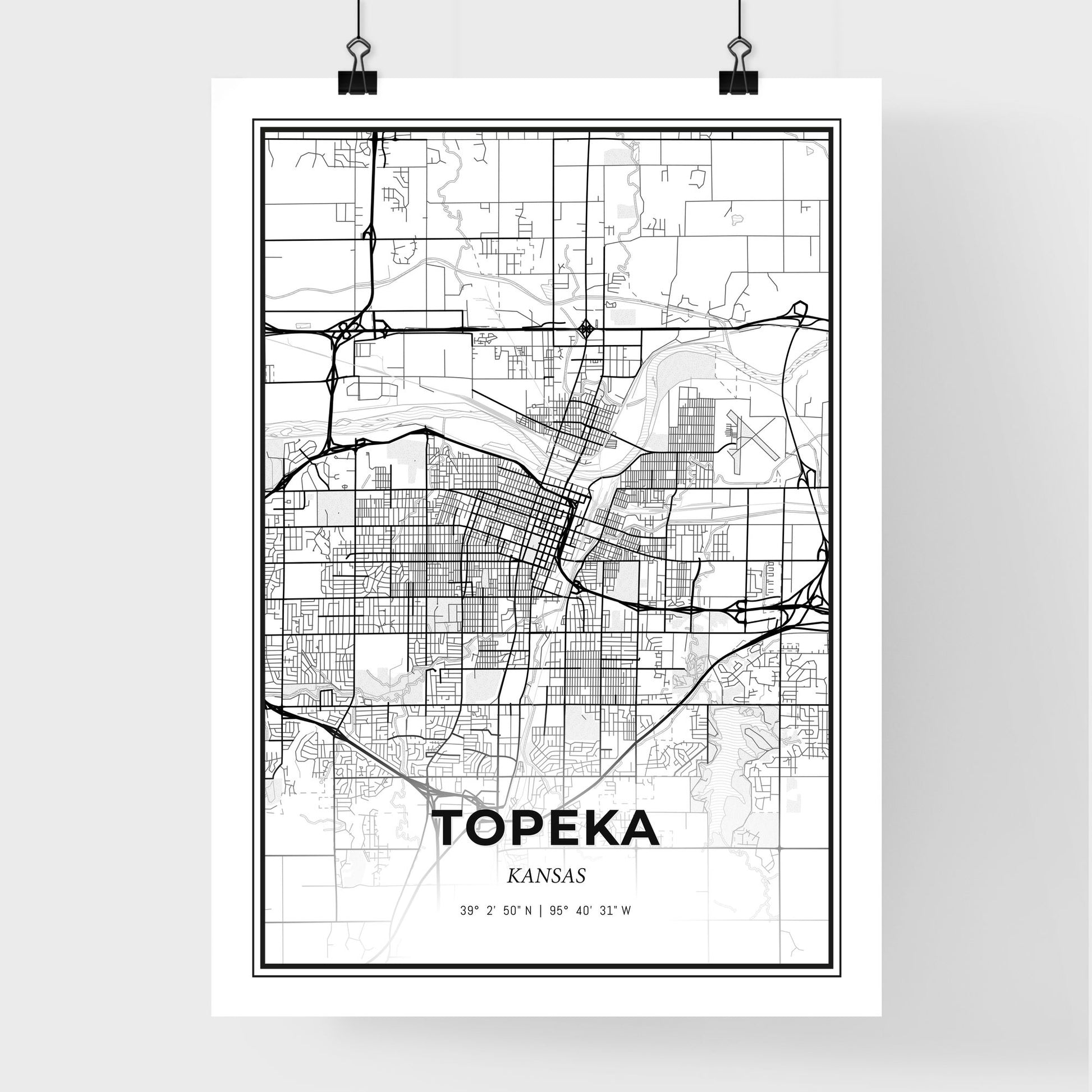 Topeka Kansas - Premium City Map Poster