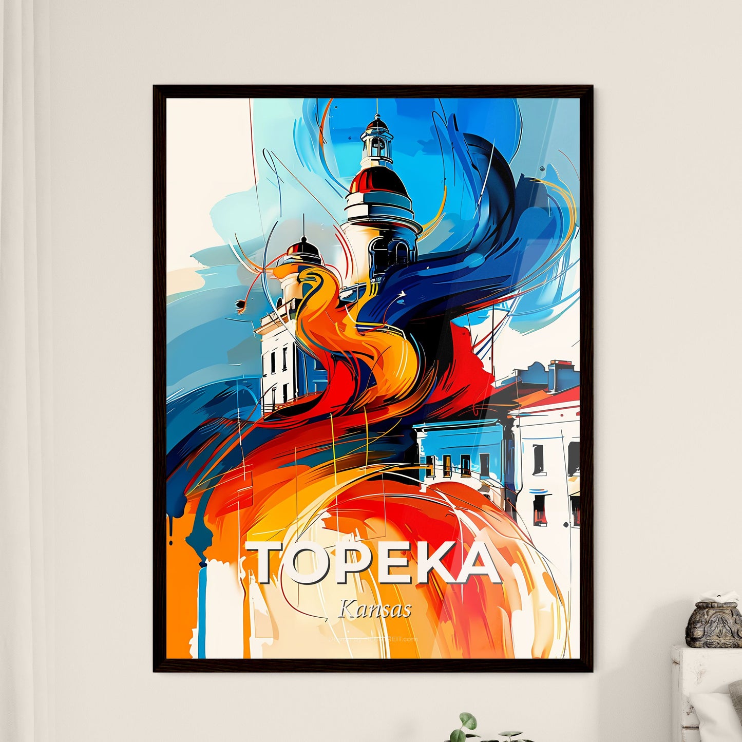 Vibrant Topeka, Kansas - A Colorful Painting Of A Building