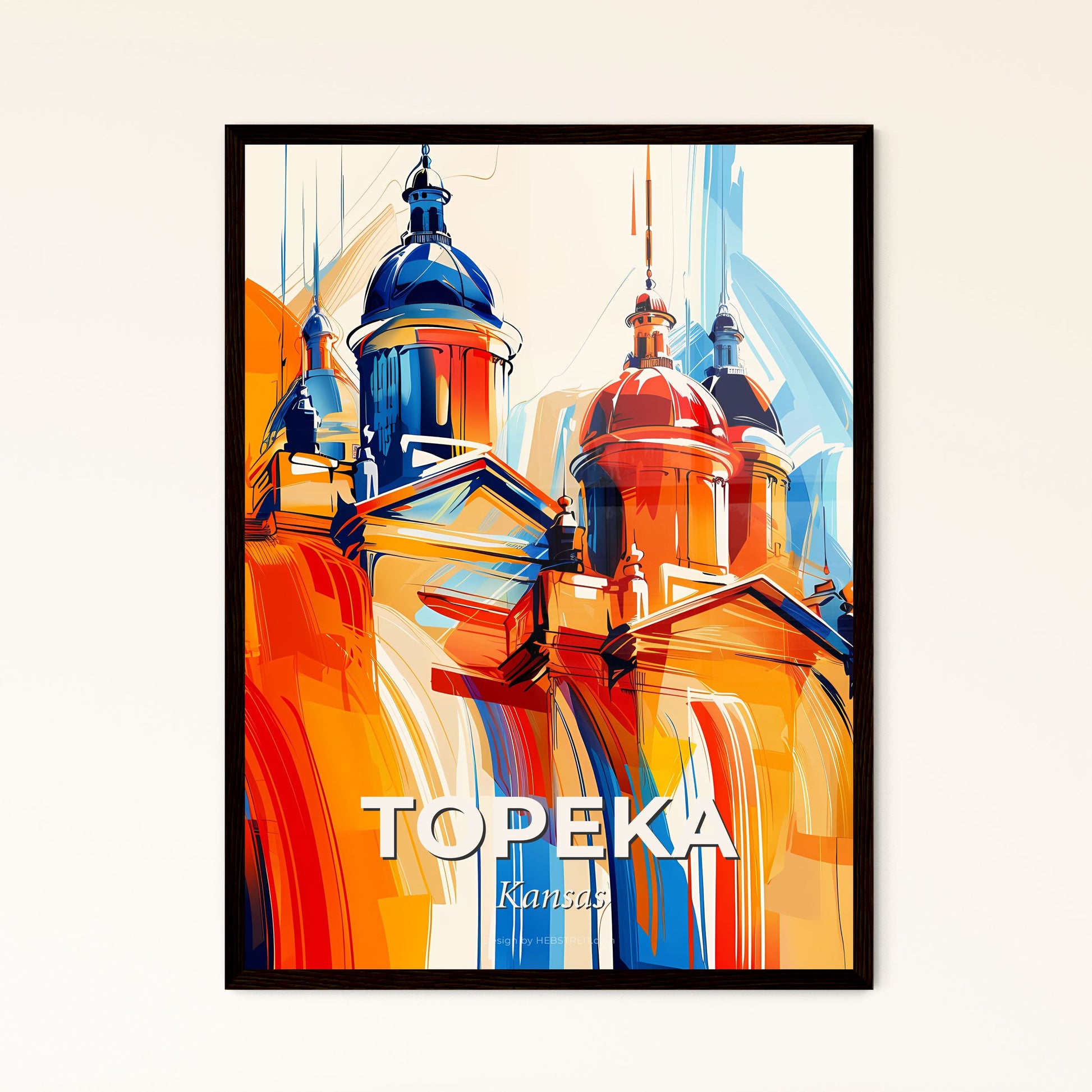 Vibrant Topeka, Kansas - A Painting Of A Building With A Colorful Background