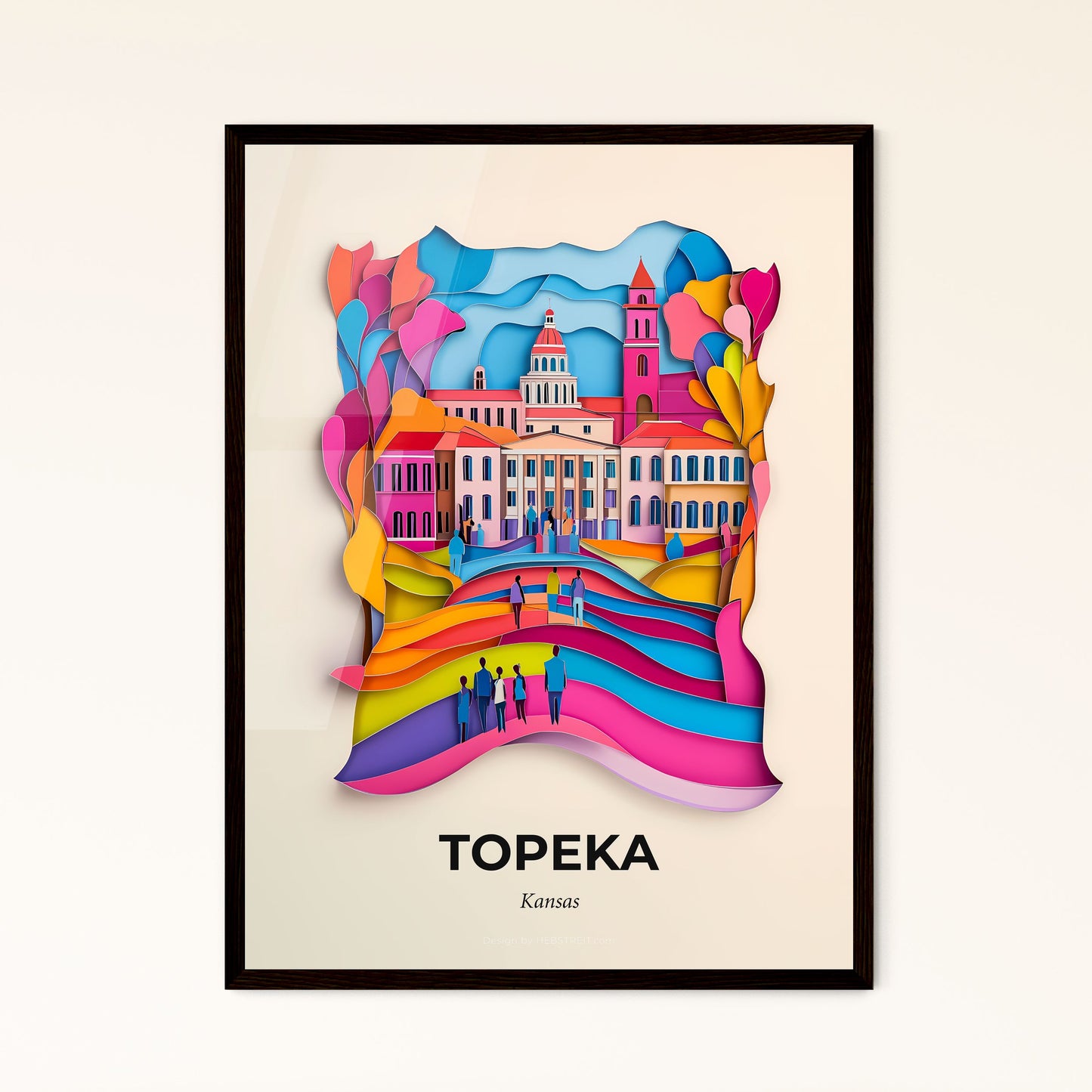 Vivid Topeka, Kansas - a paper cut of a city with people walking