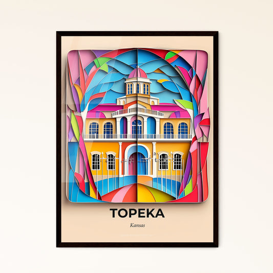 Vivid Topeka, Kansas - a colorful picture of a building with a clock on it