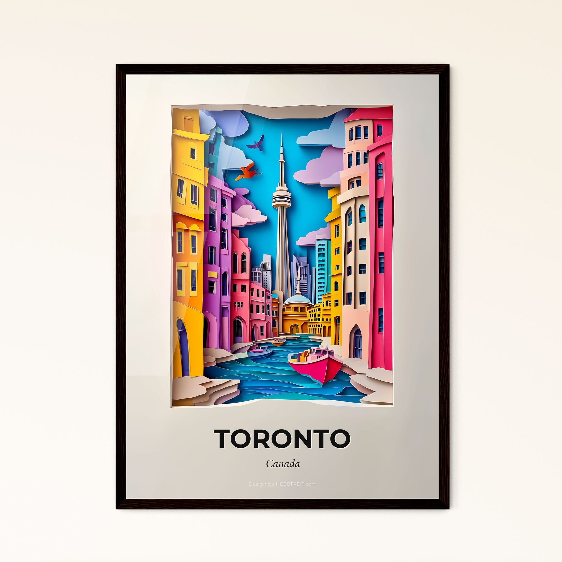 Vivid Toronto, Canada - a paper cut of a city with a boat