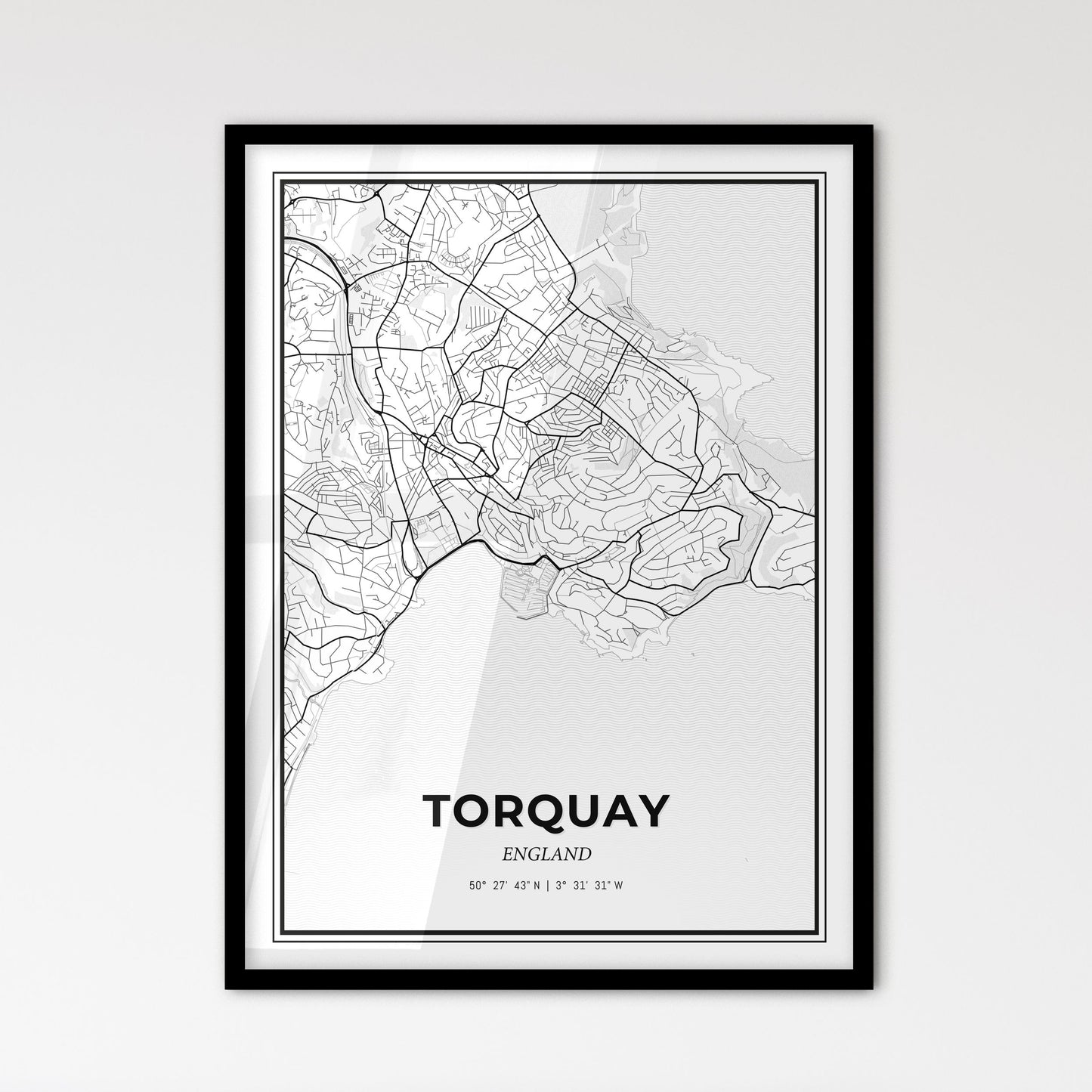 Torquay England - Scandinavian Style City Map for Modern Home Decor