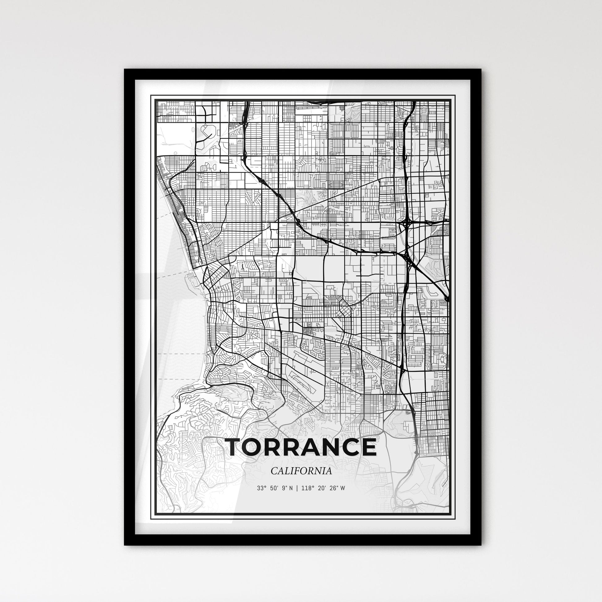 Torrance California - Scandinavian Style City Map for Modern Home Decor