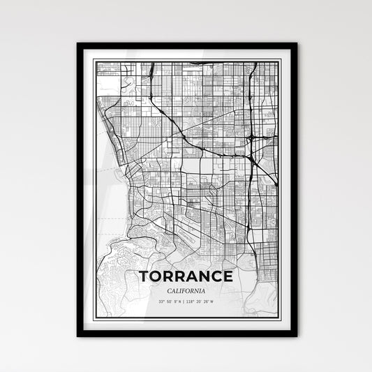 Torrance California - Scandinavian Style City Map for Modern Home Decor