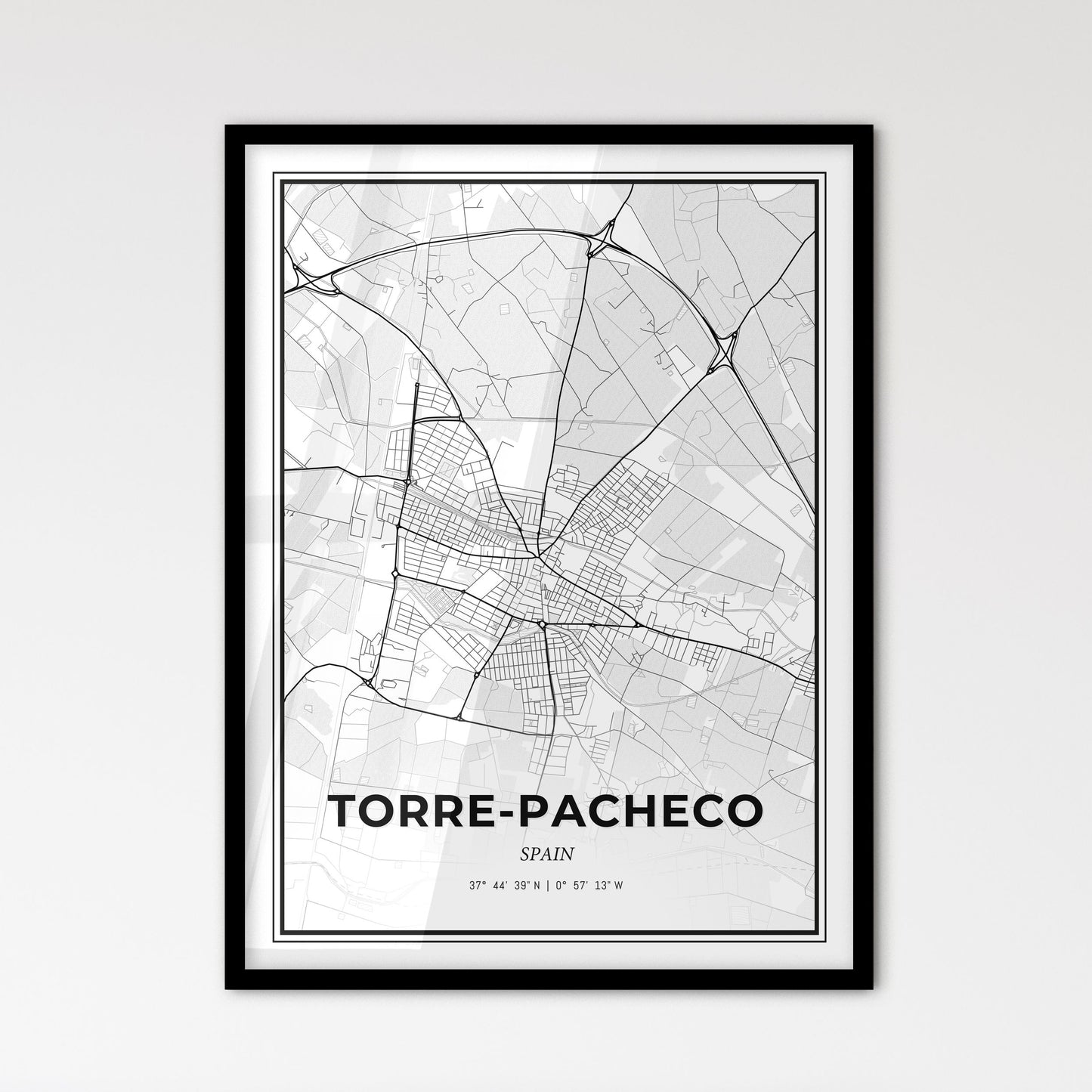 Torre-Pacheco Spain - Scandinavian Style City Map for Modern Home Decor