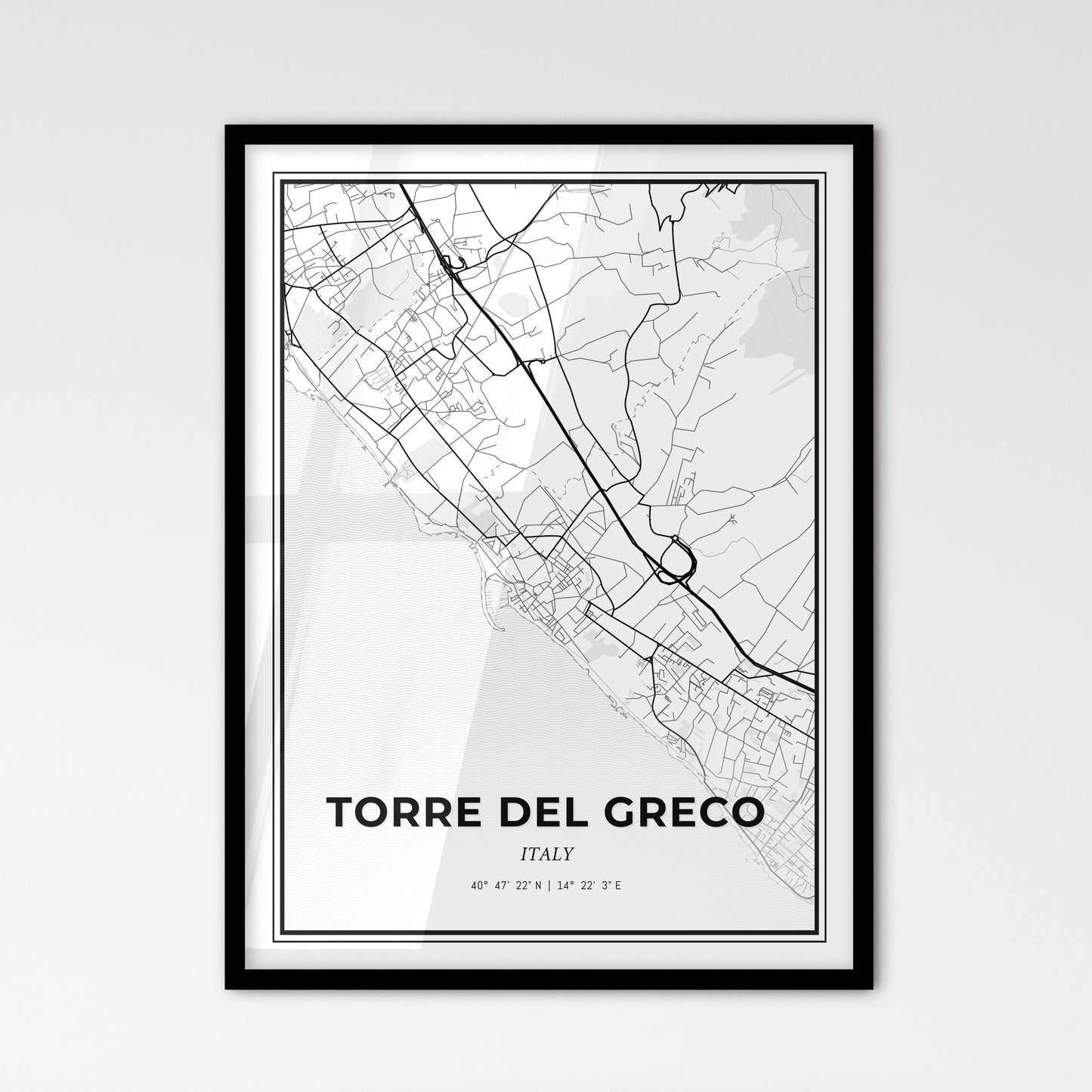 Torre del Greco Italy - Scandinavian Style City Map for Modern Home Decor