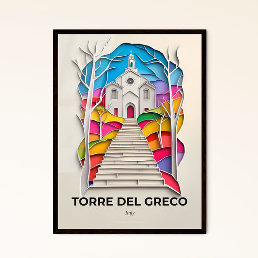 Vivid Torre del Greco, Italy - a church with a steeple and a steeple on the side