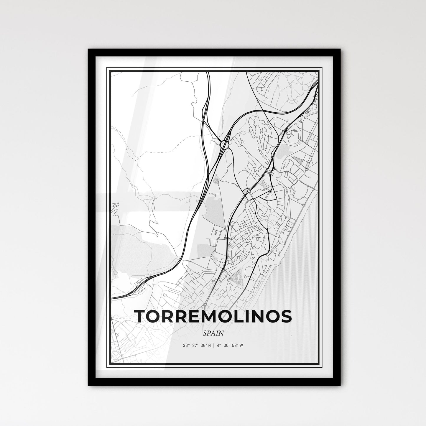 Torremolinos Spain - Scandinavian Style City Map for Modern Home Decor