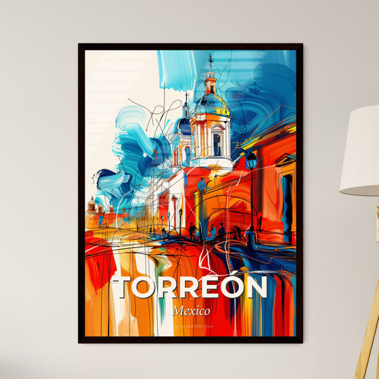 Vibrant Torreón, Mexico - A Colorful Painting Of A Building