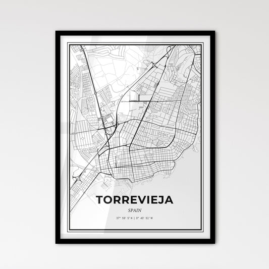 Torrevieja Spain - Scandinavian Style City Map for Modern Home Decor