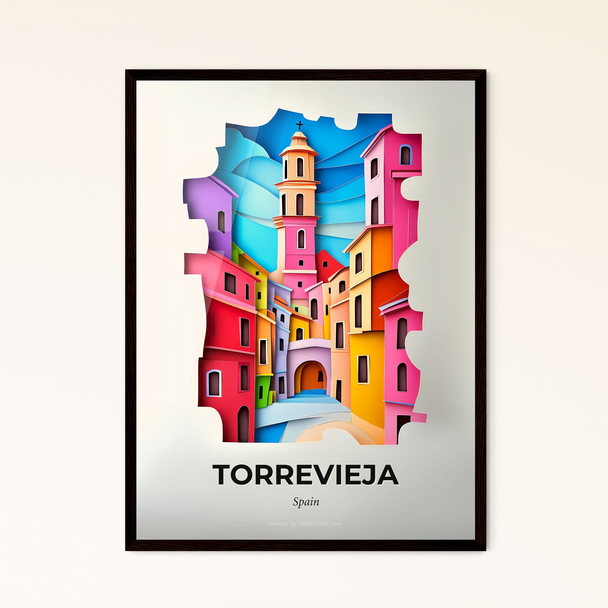 Vivid Torrevieja, Spain - a colorful city scene with a clock tower