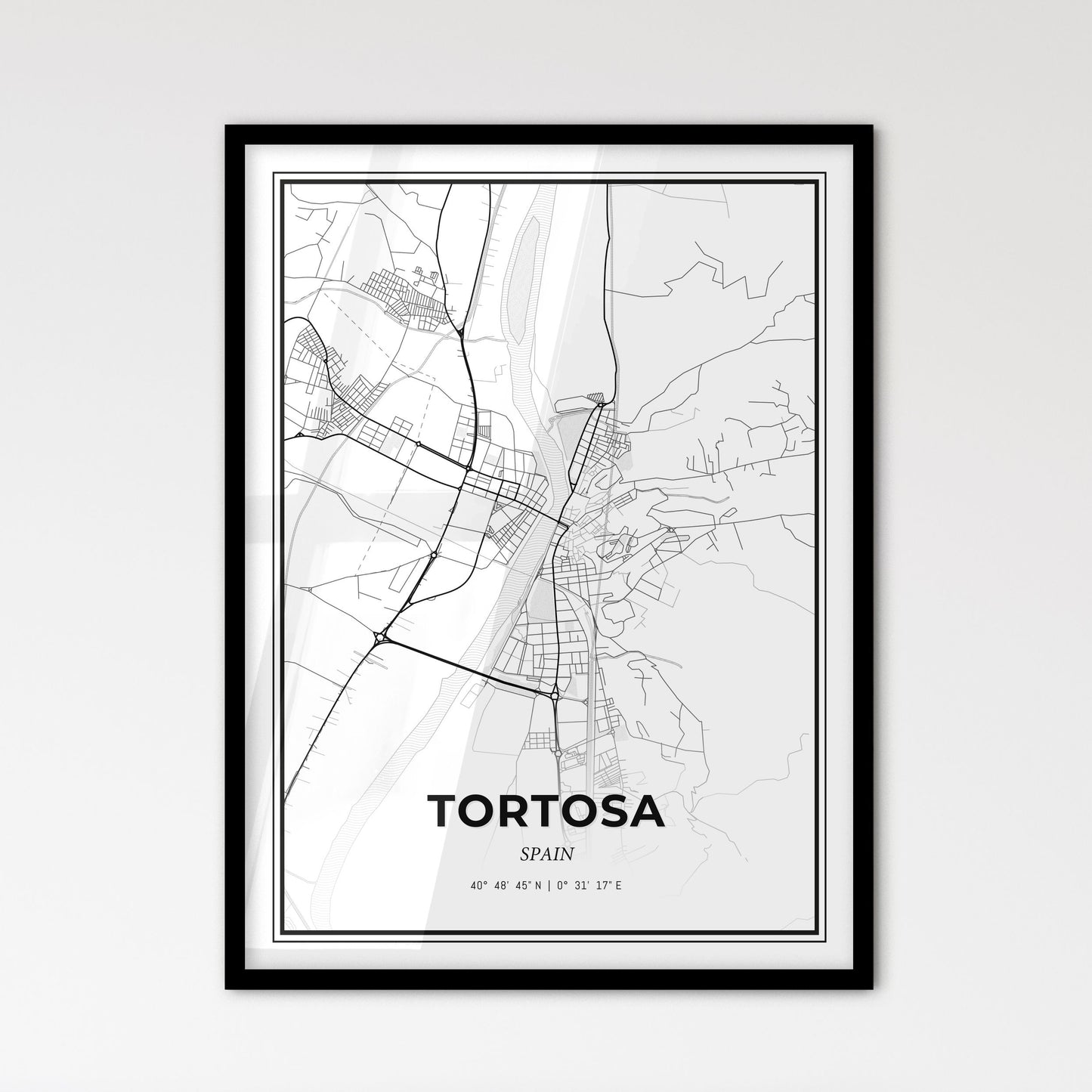 Tortosa Spain - Scandinavian Style City Map for Modern Home Decor