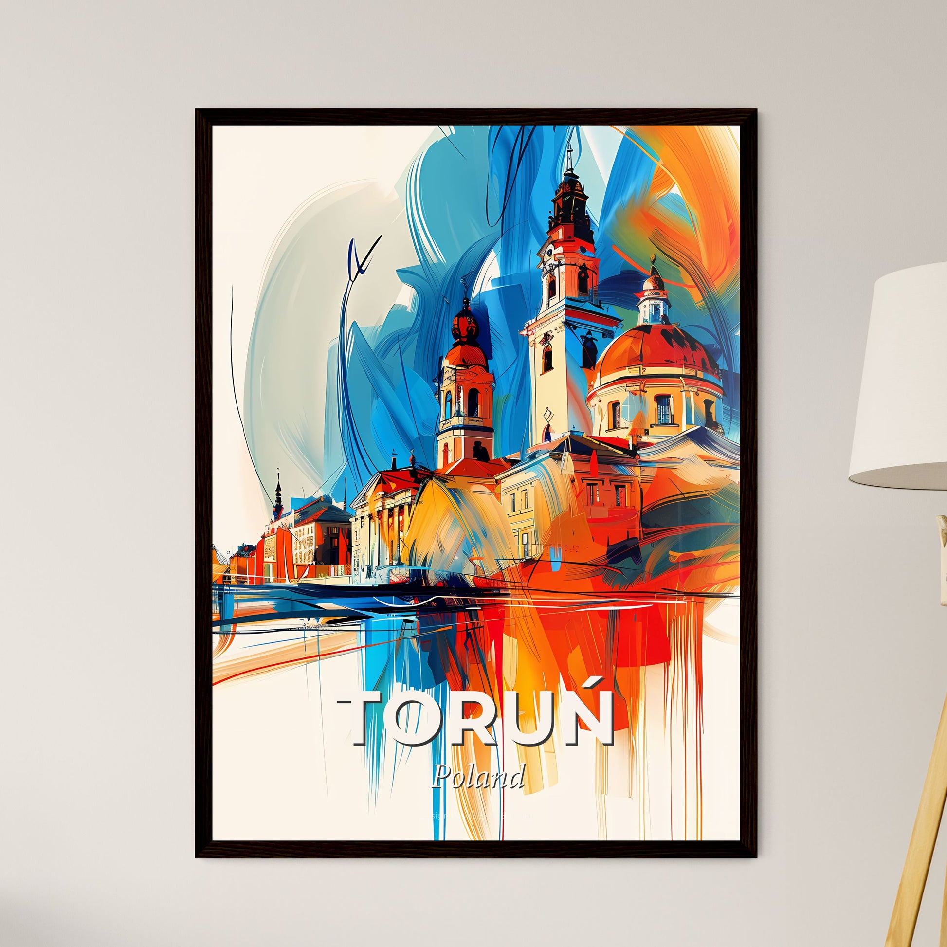 Vibrant Toruń, Poland - A Painting Of A Building With Colorful Paint