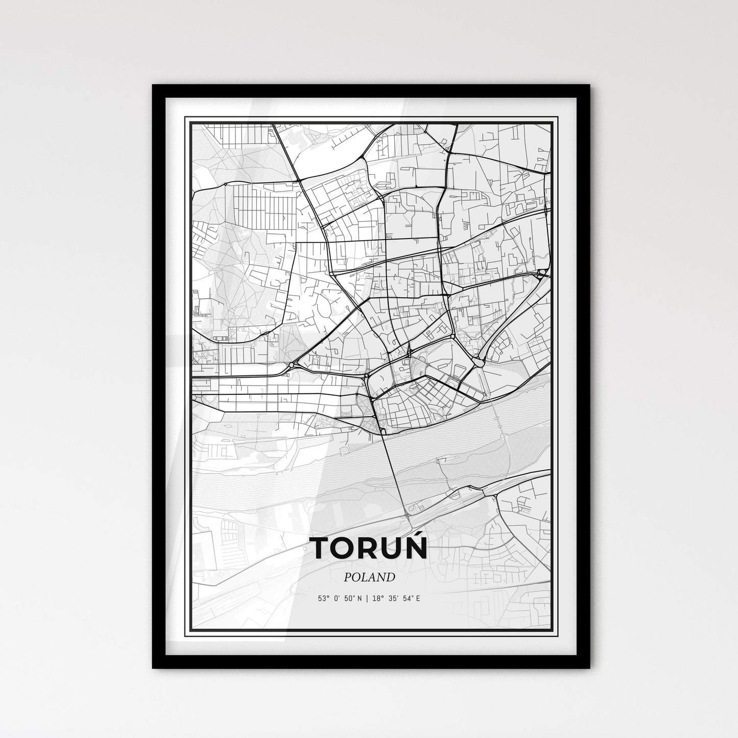 Toruń Poland - Scandinavian Style City Map for Modern Home Decor