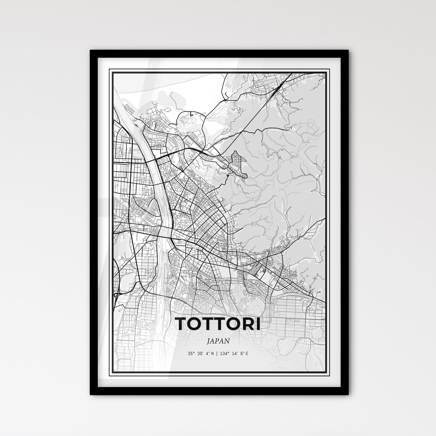 Tottori Japan - Scandinavian Style City Map for Modern Home Decor