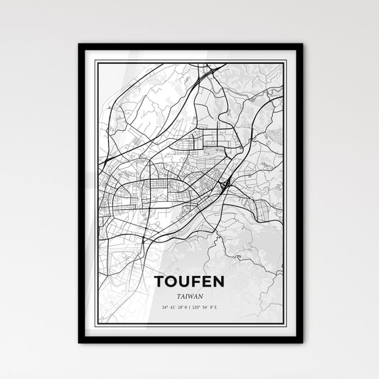 Toufen Taiwan - Scandinavian Style City Map for Modern Home Decor