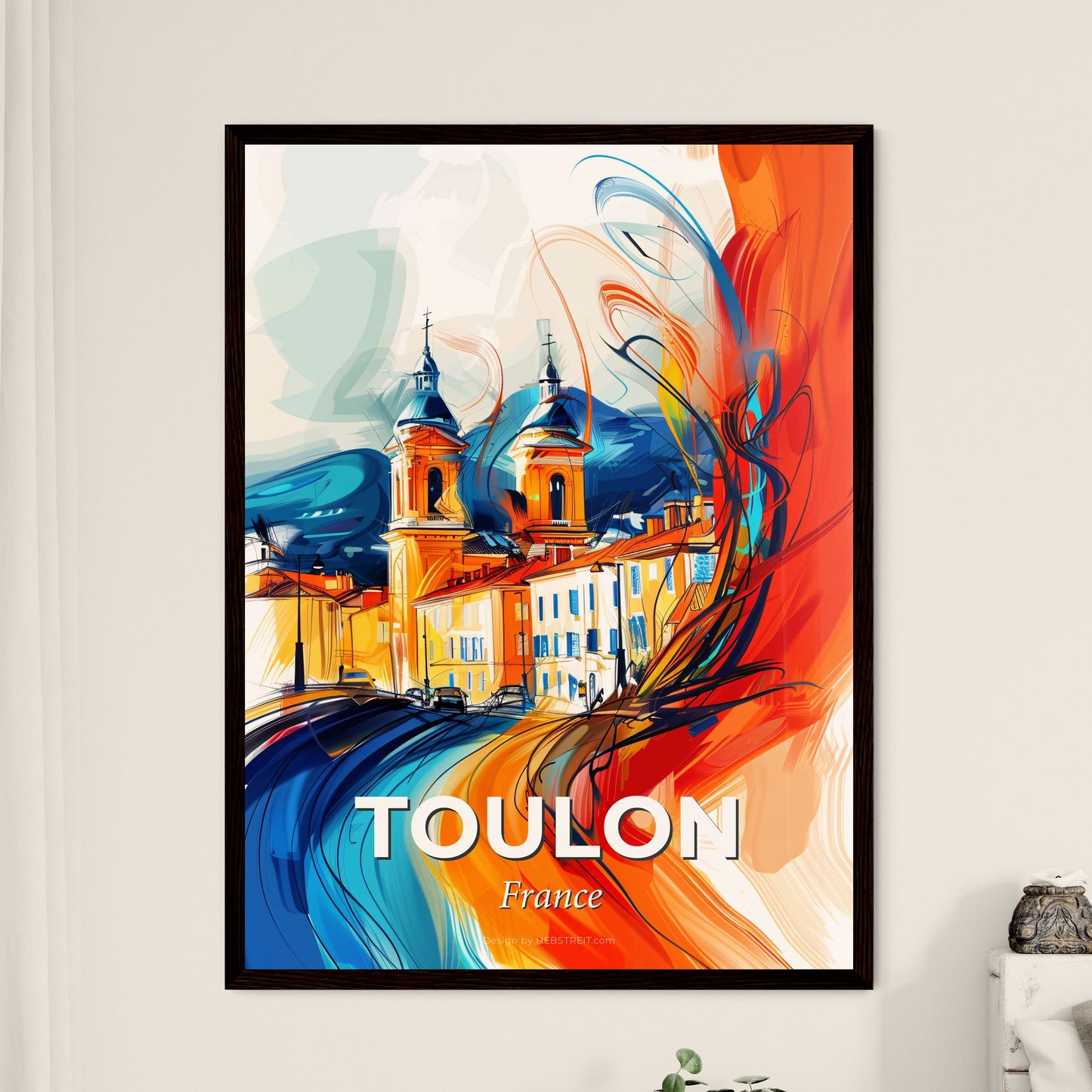 Vibrant Toulon, France - A Colorful Painting Of Buildings