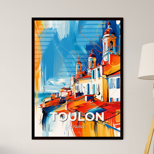 Vibrant Toulon, France - A Painting Of A Building With A Steeple And A Blue Sky