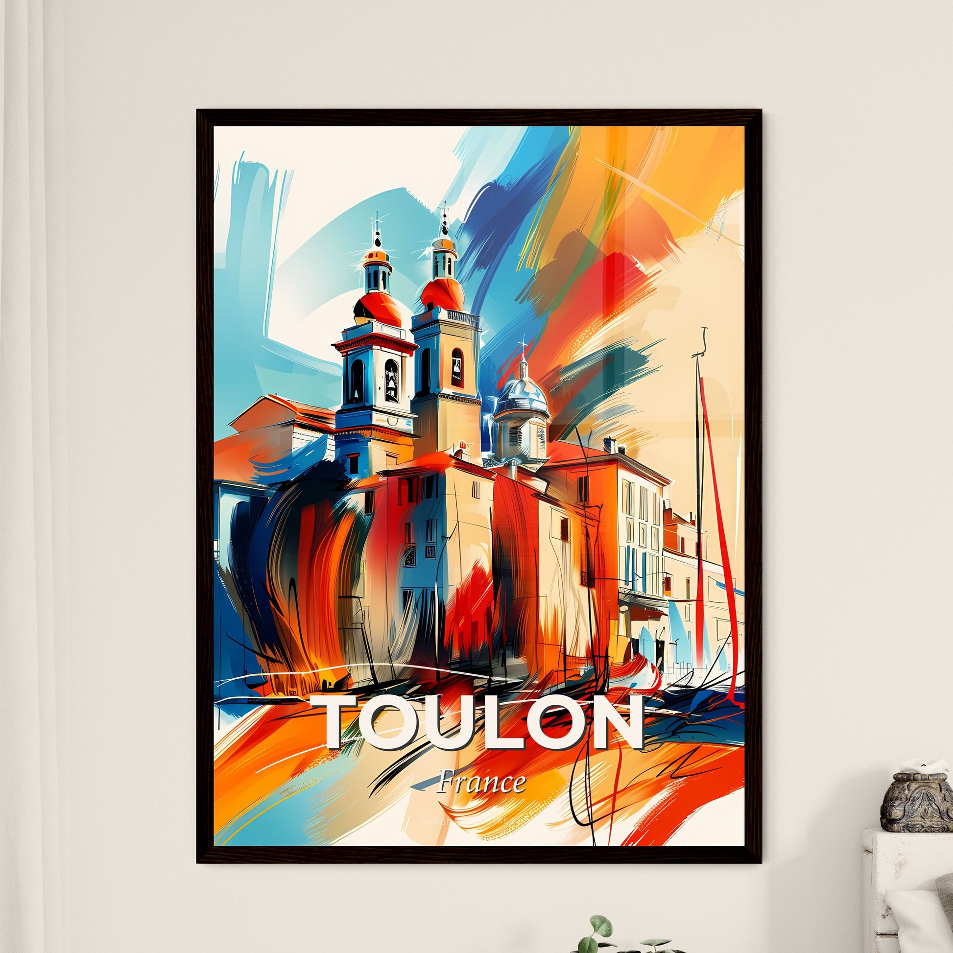 Vibrant Toulon, France - A Painting Of A Building With Colorful Paint