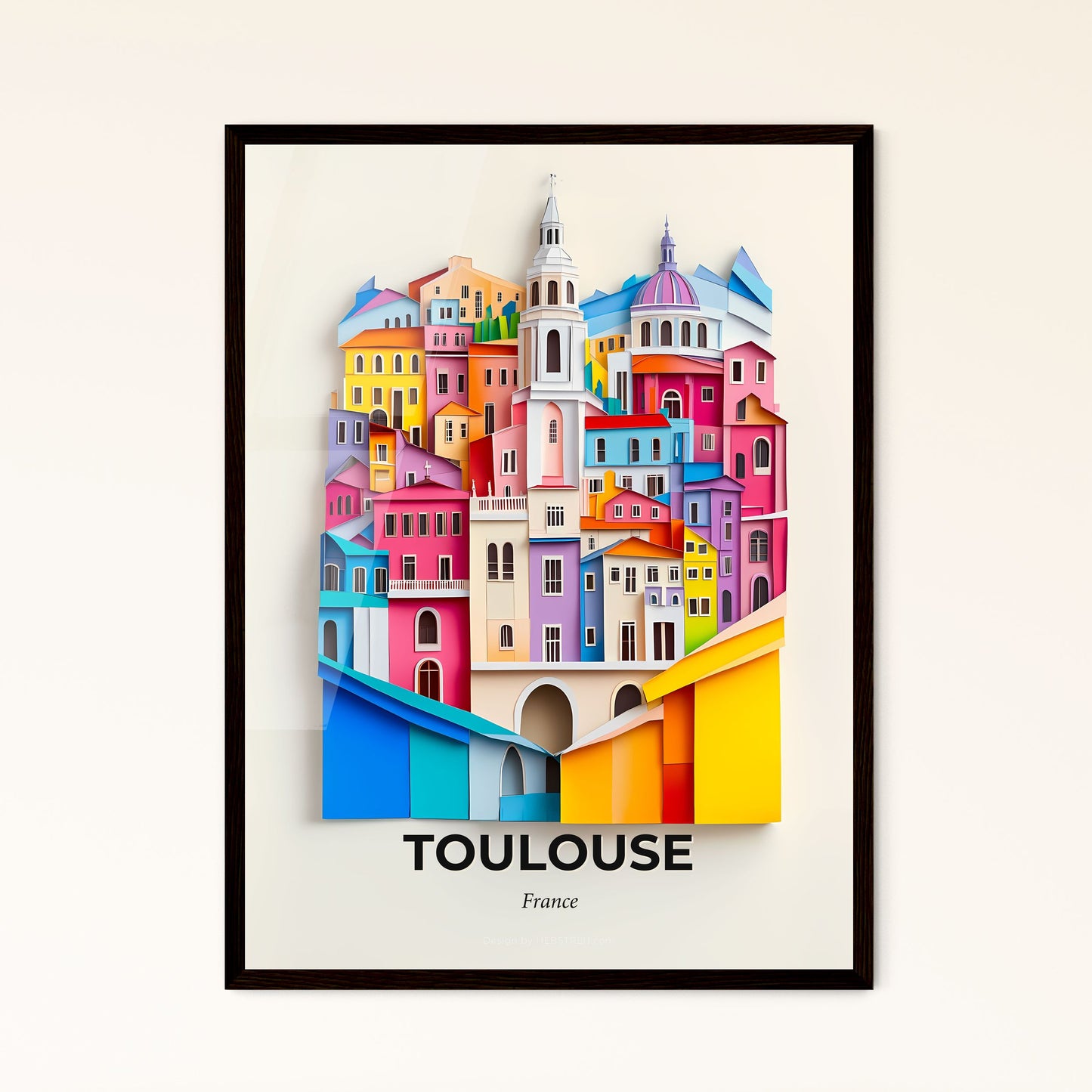 Vivid Toulouse, France - a colorful city with a clock tower on top of it