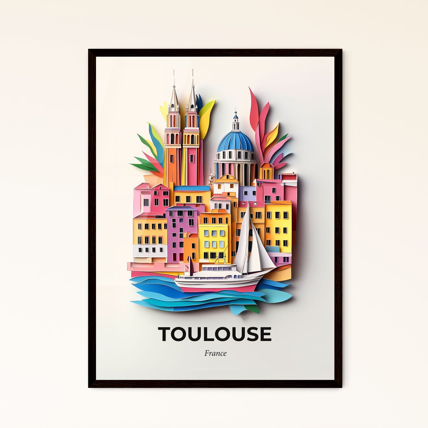 Vivid Toulouse, France - a paper cut of a city with a sailboat