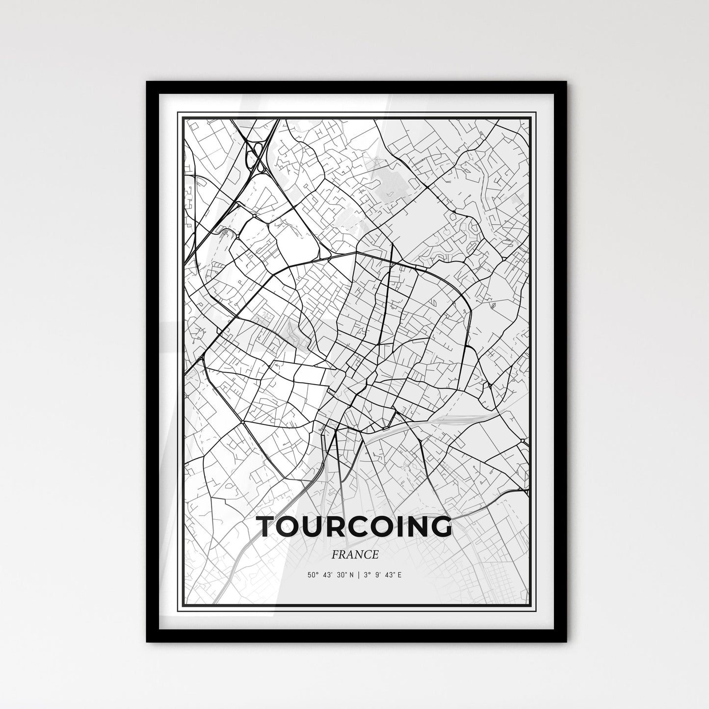 Tourcoing France - Scandinavian Style City Map for Modern Home Decor