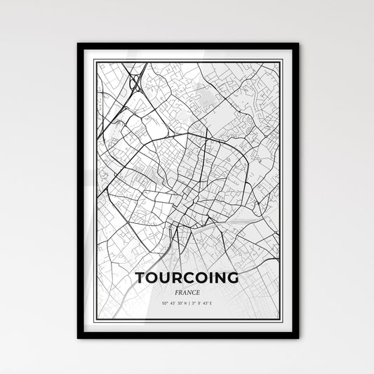 Tourcoing France - Scandinavian Style City Map for Modern Home Decor