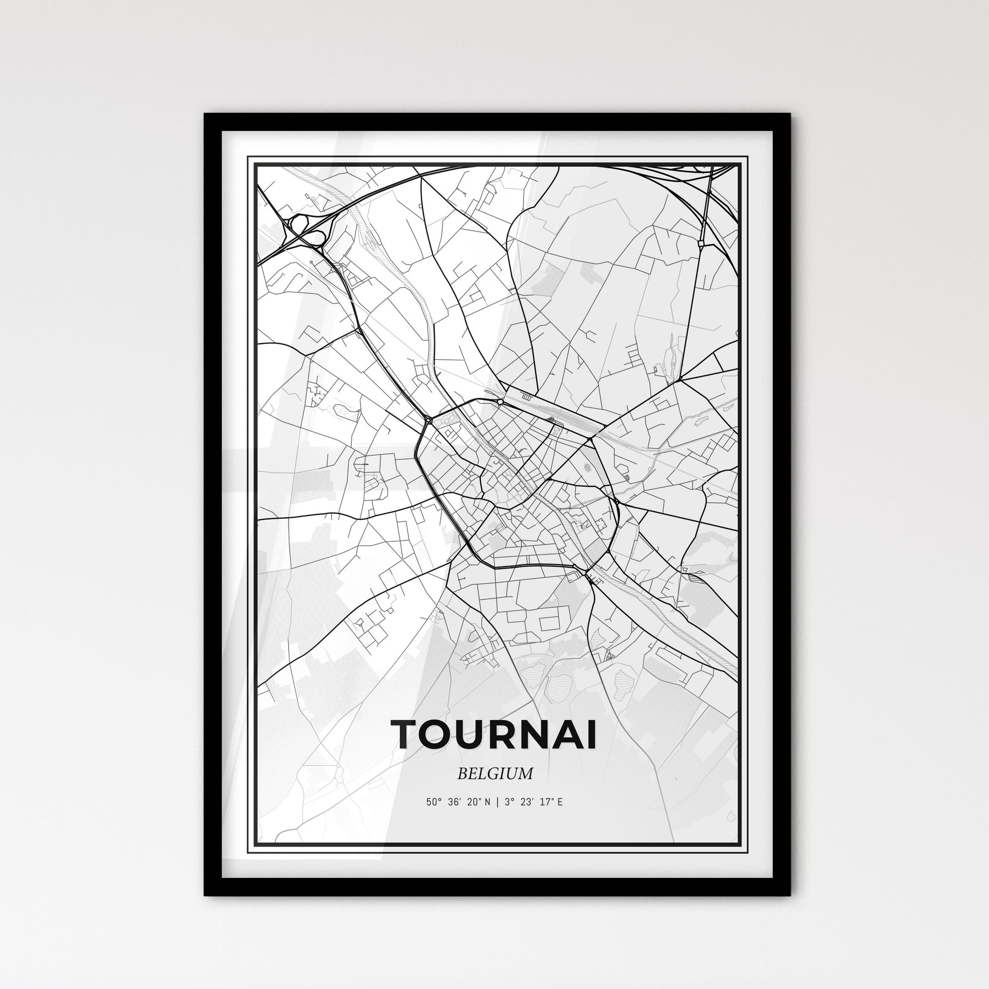 Tournai  Belgium - Scandinavian Style City Map for Modern Home Decor