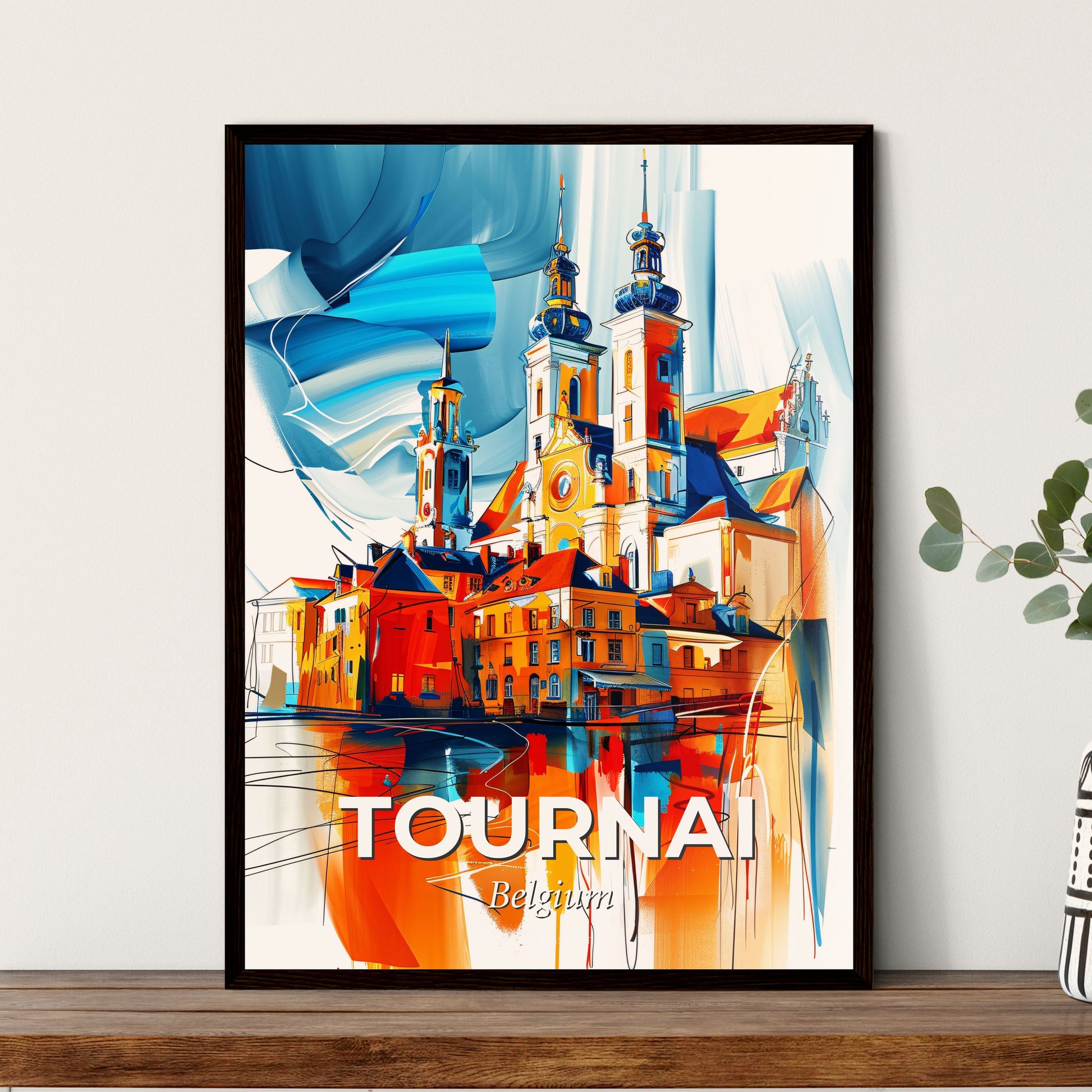 Vibrant Tournai , Belgium - A Painting Of A Building