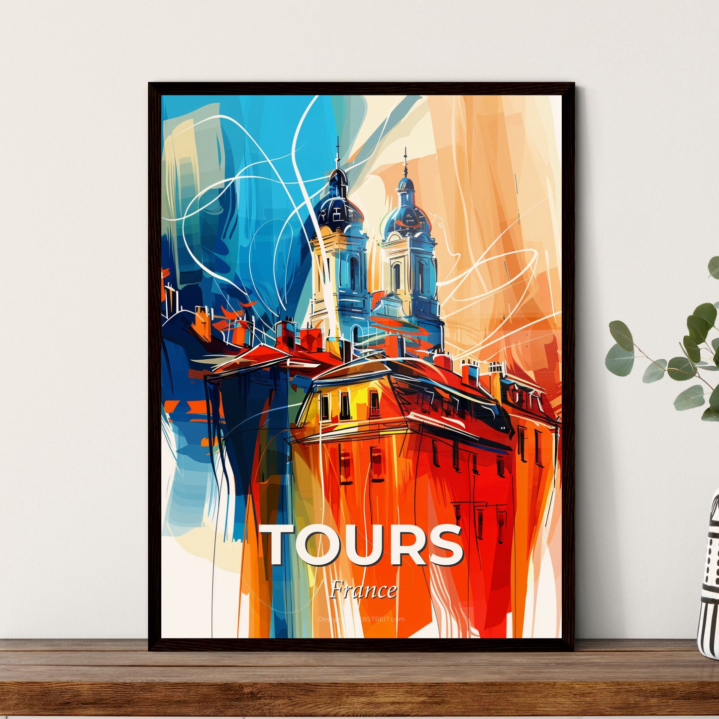 Vibrant Tours, France - A Painting Of A Building With Towers