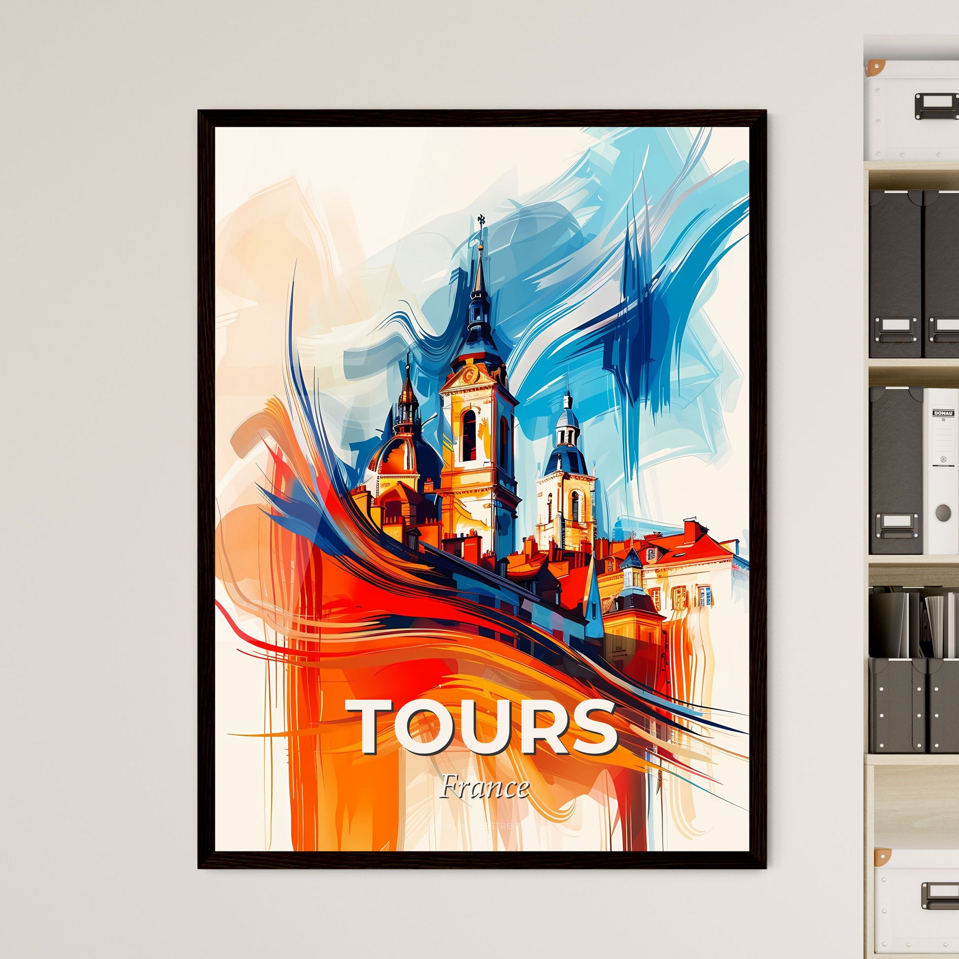 Vibrant Tours, France - A Painting Of A Building With Towers