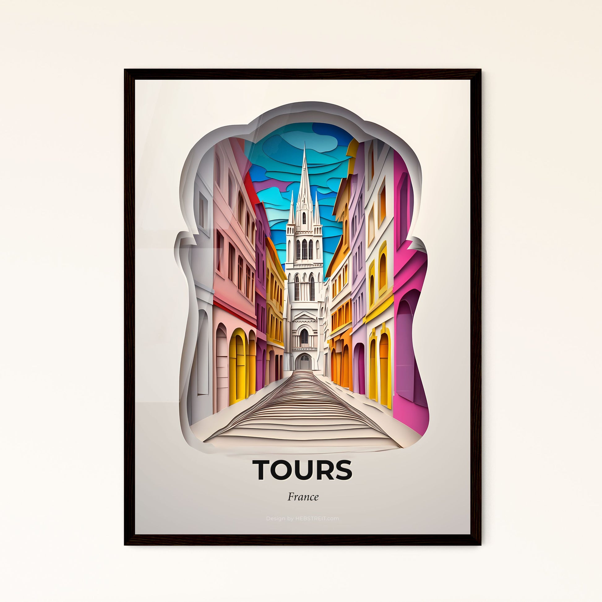 Vivid Tours, France - a paper cut of a street with a church in the background