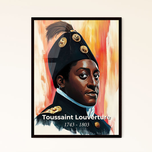 Portrait of Toussaint Louverture, 1743 - 1803. Impressionistic painting of a man in a uniform.