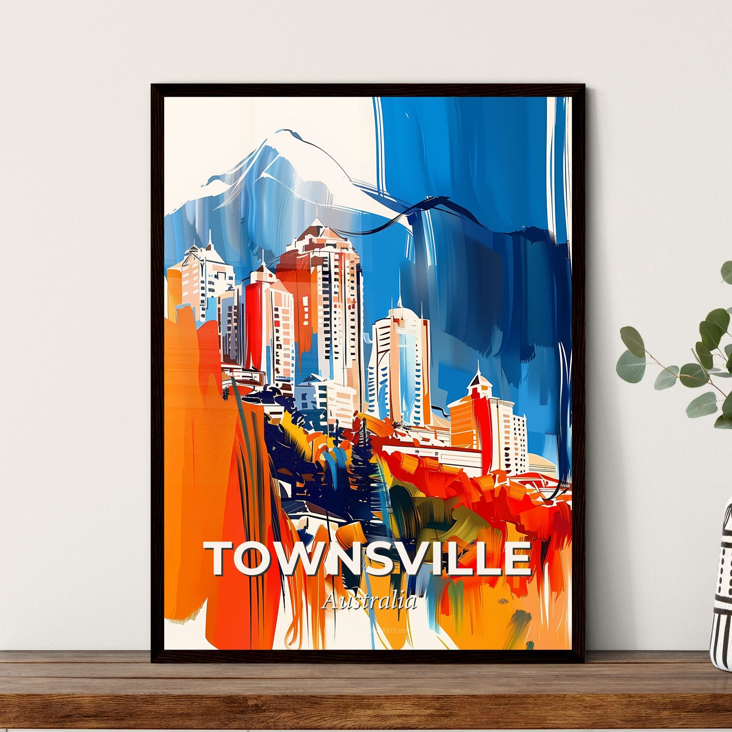 Vibrant Townsville, Australia - A Painting Of A City