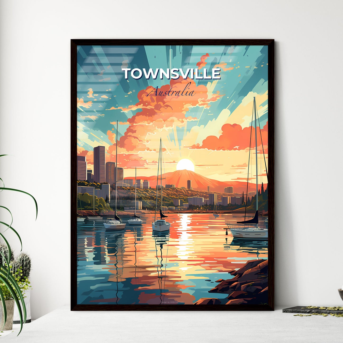 Townsville Skyline Painting - Vibrant Australia City Panorama with Mountain View Default Title