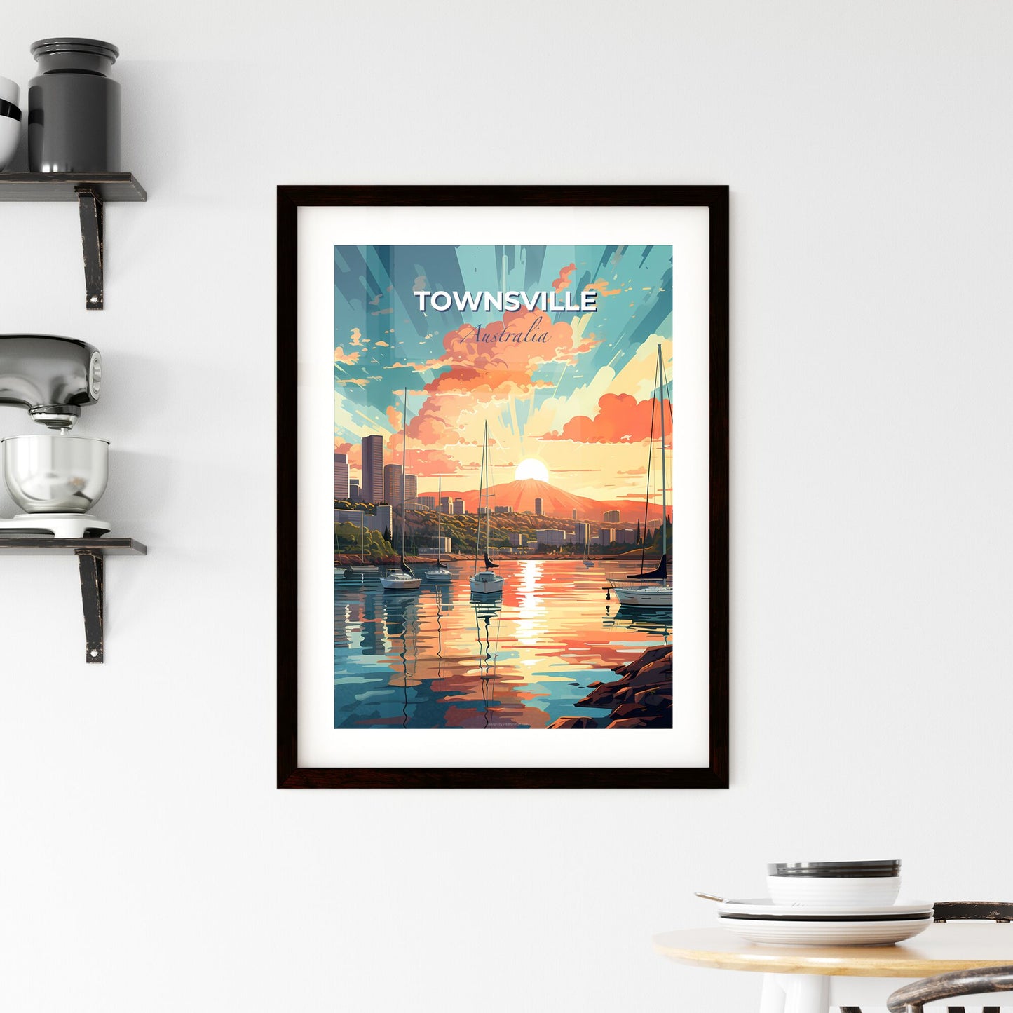 Townsville Skyline Painting - Vibrant Australia City Panorama with Mountain View Default Title