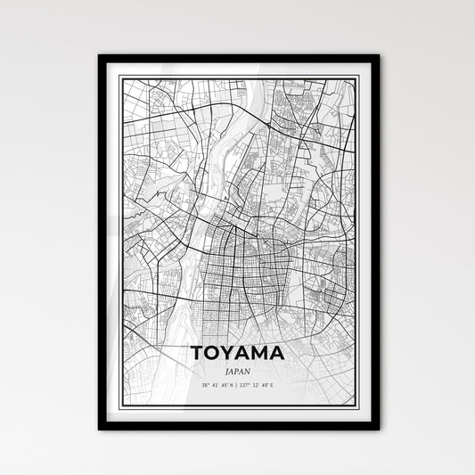 Toyama Japan - Scandinavian Style City Map for Modern Home Decor