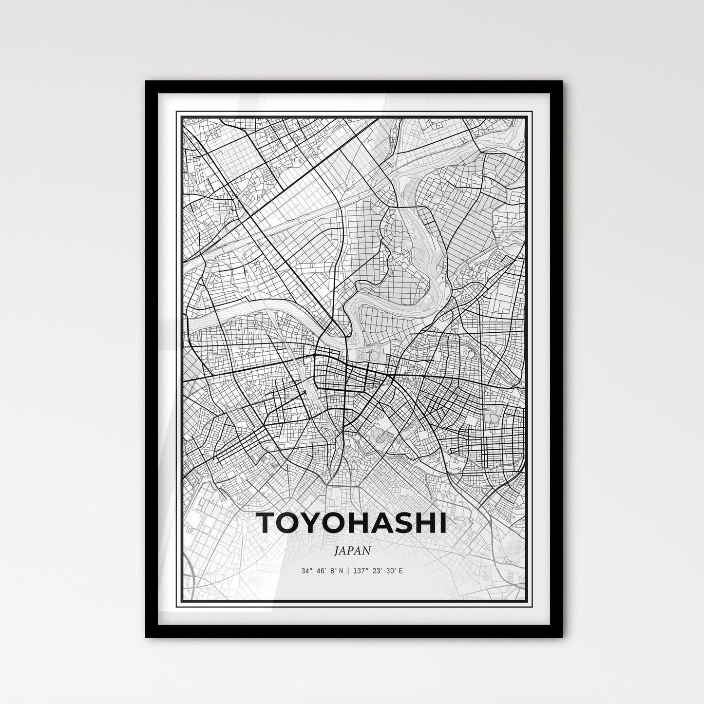 Toyohashi Japan - Scandinavian Style City Map for Modern Home Decor