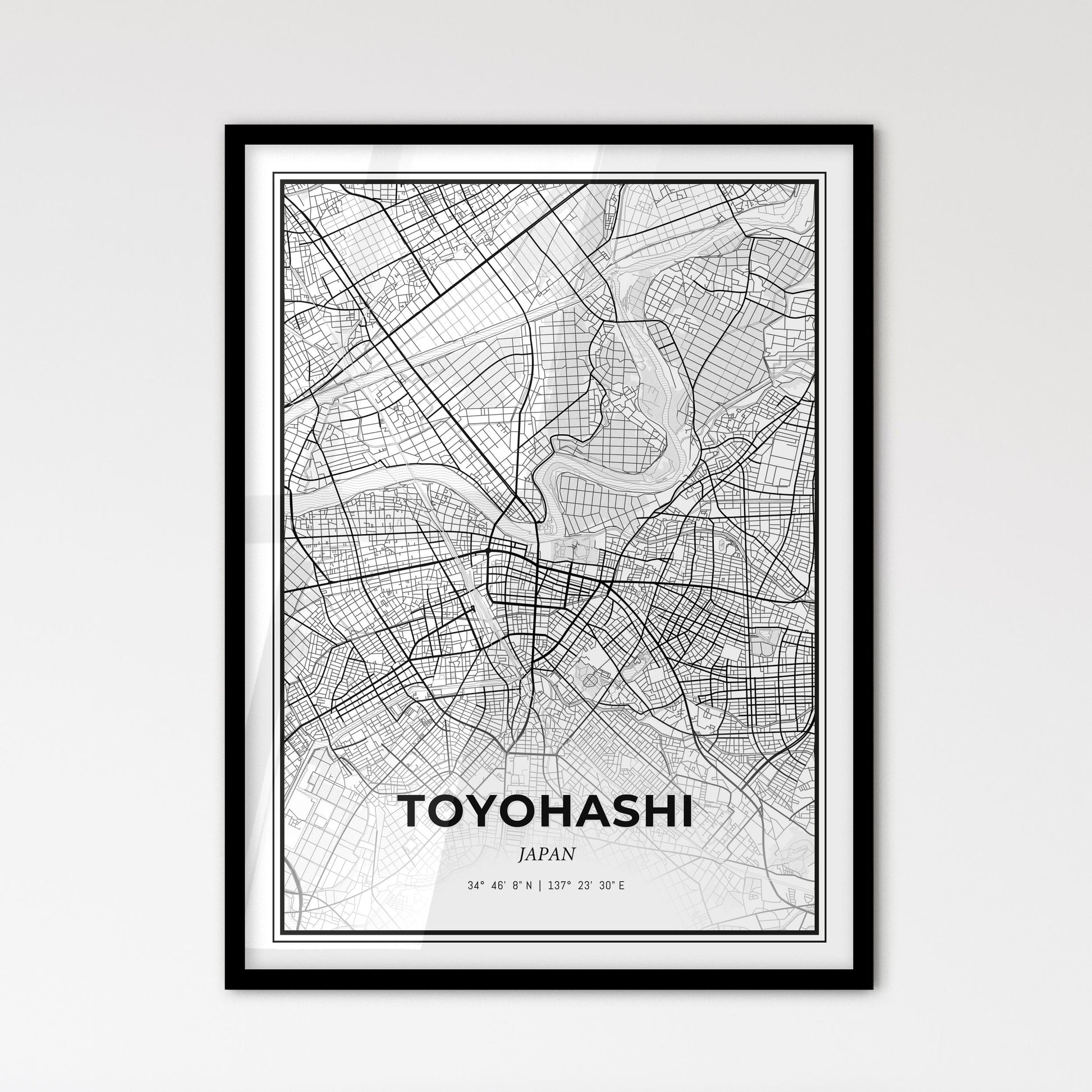 Toyohashi Japan - Scandinavian Style City Map for Modern Home Decor