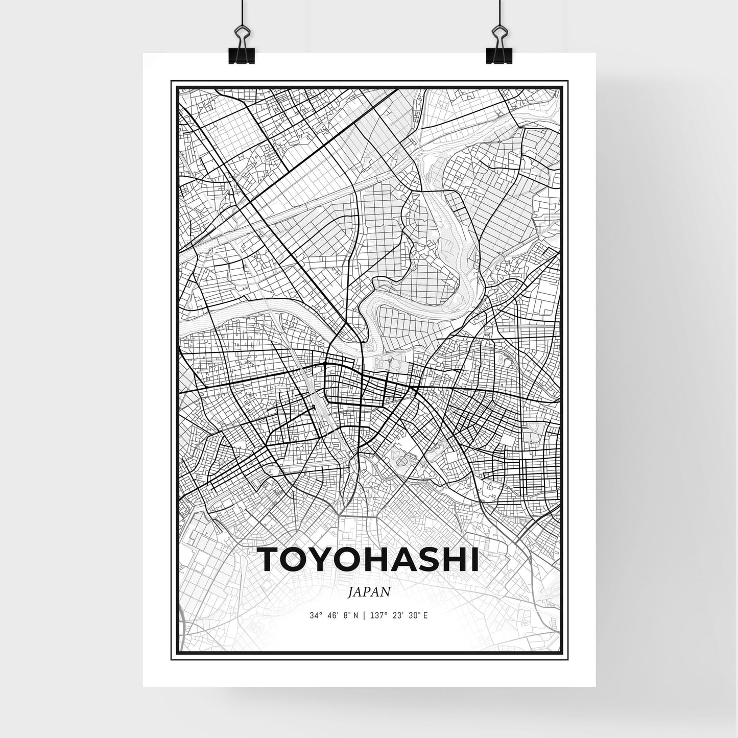 Toyohashi Japan - Premium City Map Poster