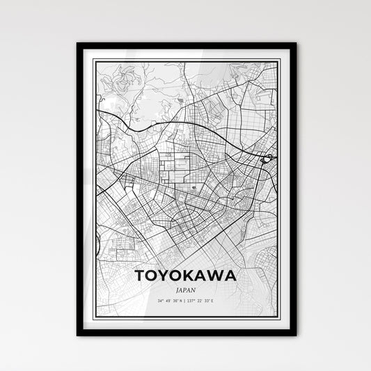 Toyokawa Japan - Scandinavian Style City Map for Modern Home Decor